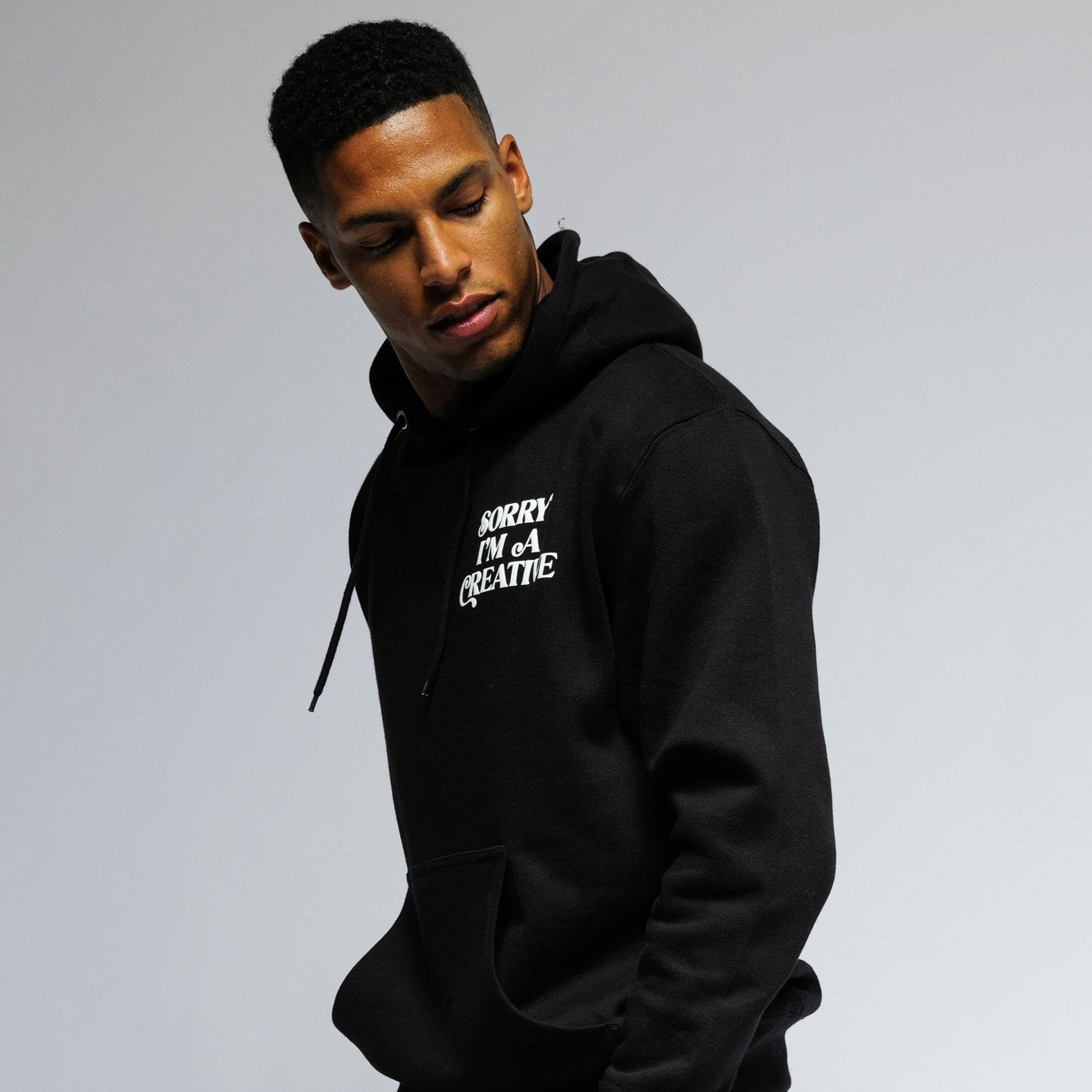 "Sorry I'm A Creative" Puff Print Hoodie (BLACK) - For The Crew Clothing