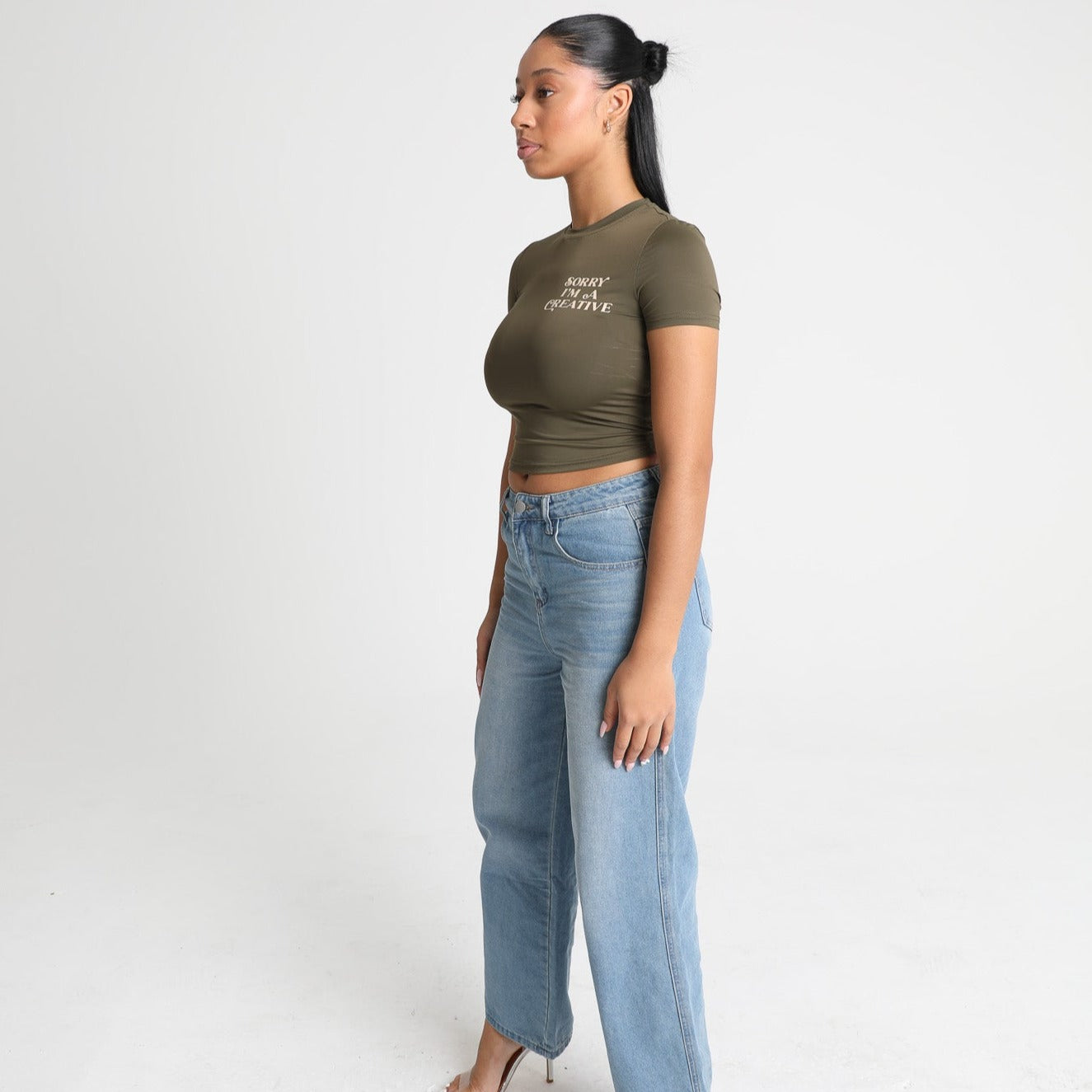 Sorry Im A Creative - Baby Tee (Green + Cream)