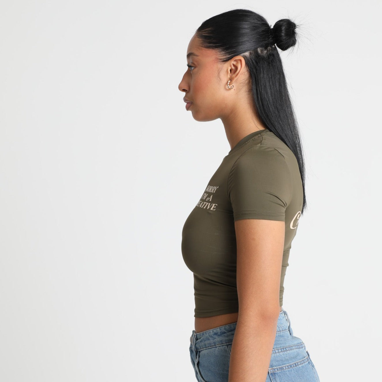 Sorry Im A Creative - Baby Tee (Green + Cream)