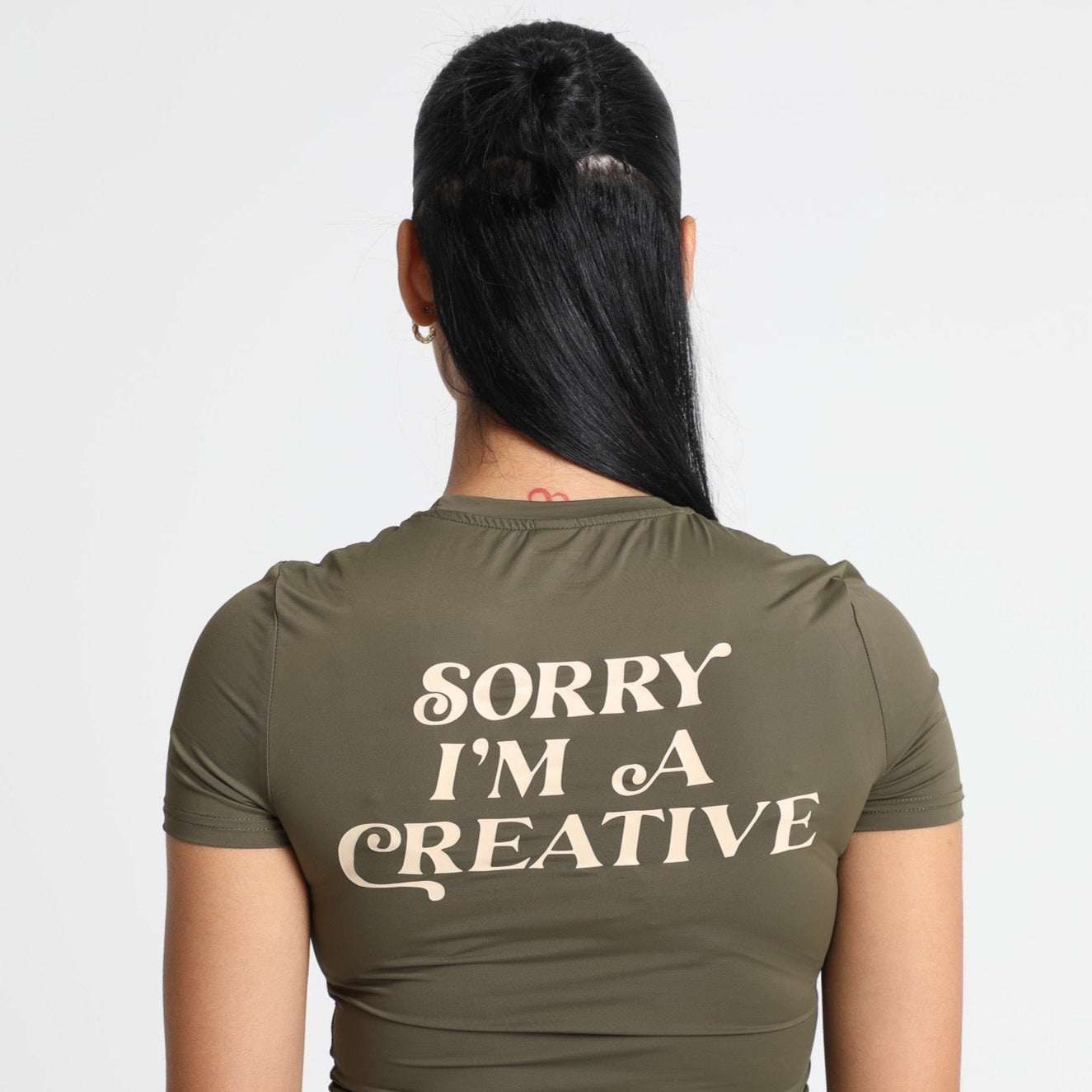 Sorry Im A Creative - Baby Tee (Green + Cream)