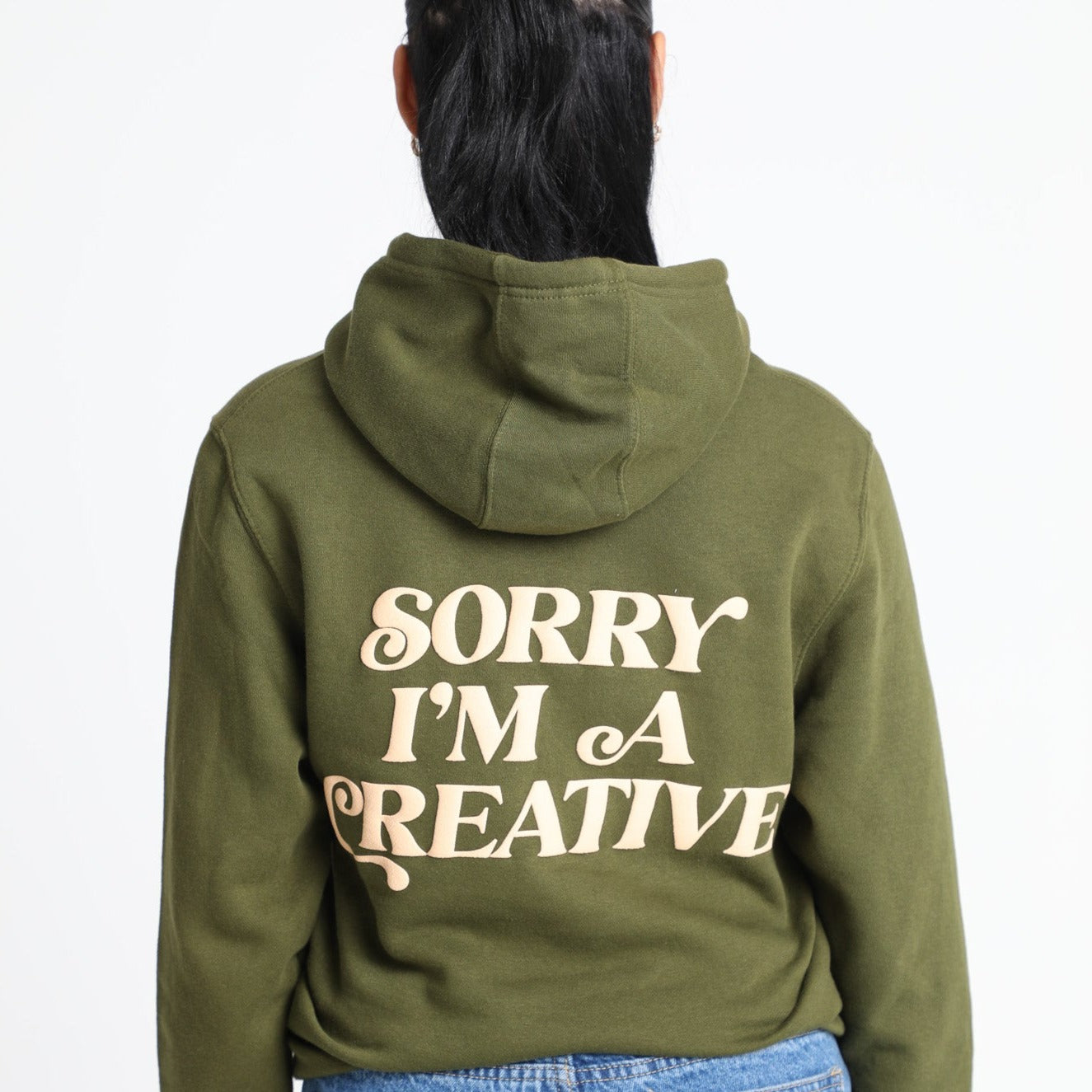 Sorry I'm A Creative - Hoodie (Green + Cream)