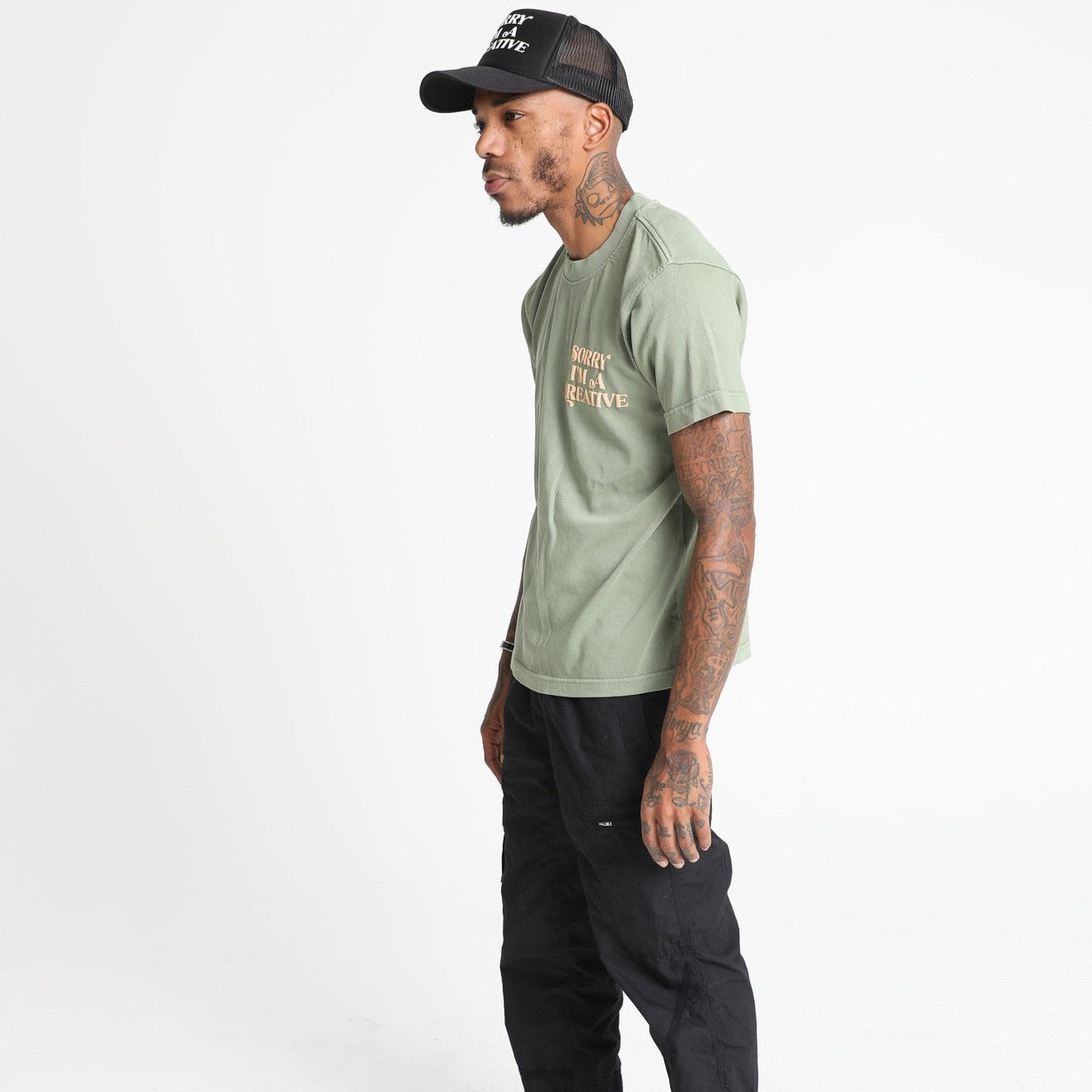 Sorry I'm A Creative - T-Shirt (Green + Cream)