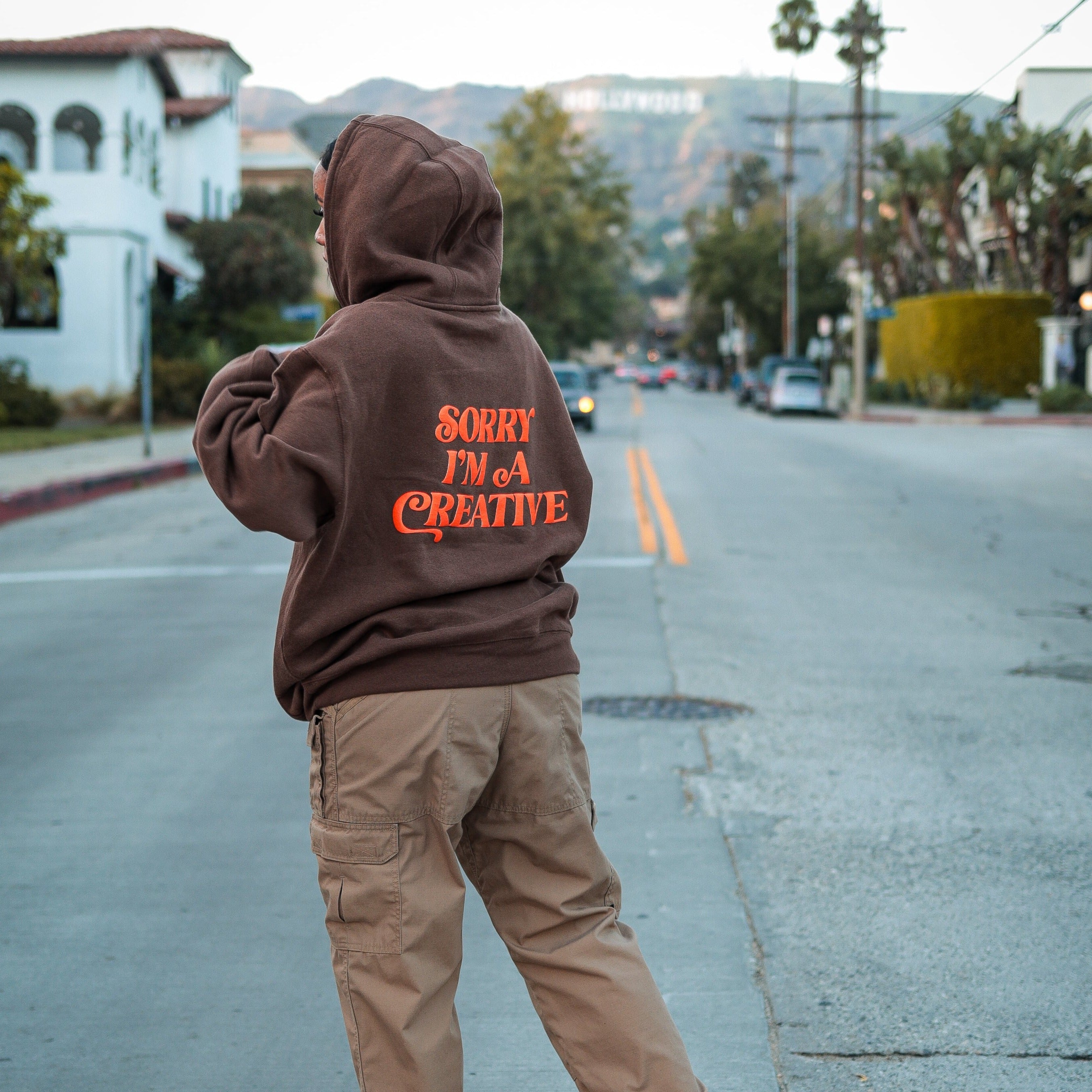 Sorry I'm A Creative - Hoodie (Brown + Orange)