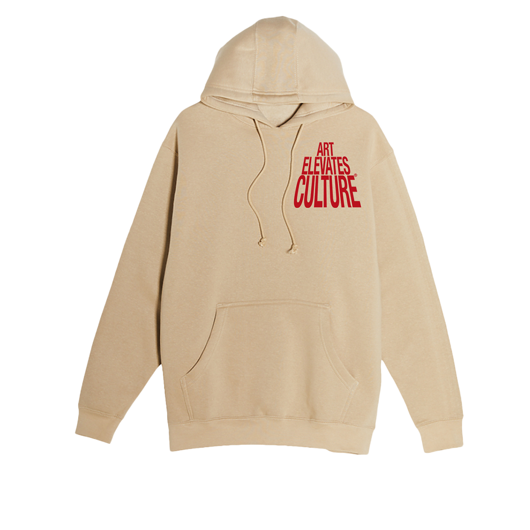 Art Elevates Culture - Hoodie (Khaki + Red)