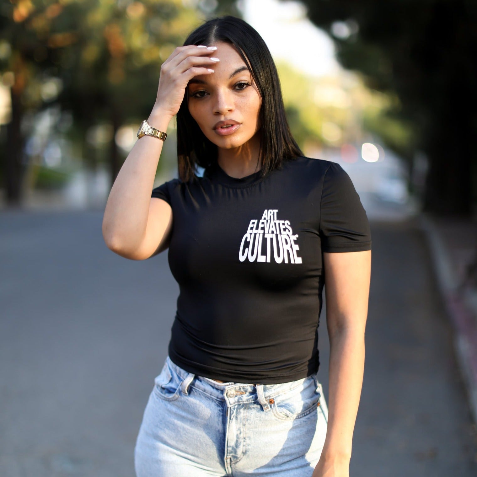 Art Elevates Culture - Baby Tee (Black + White)