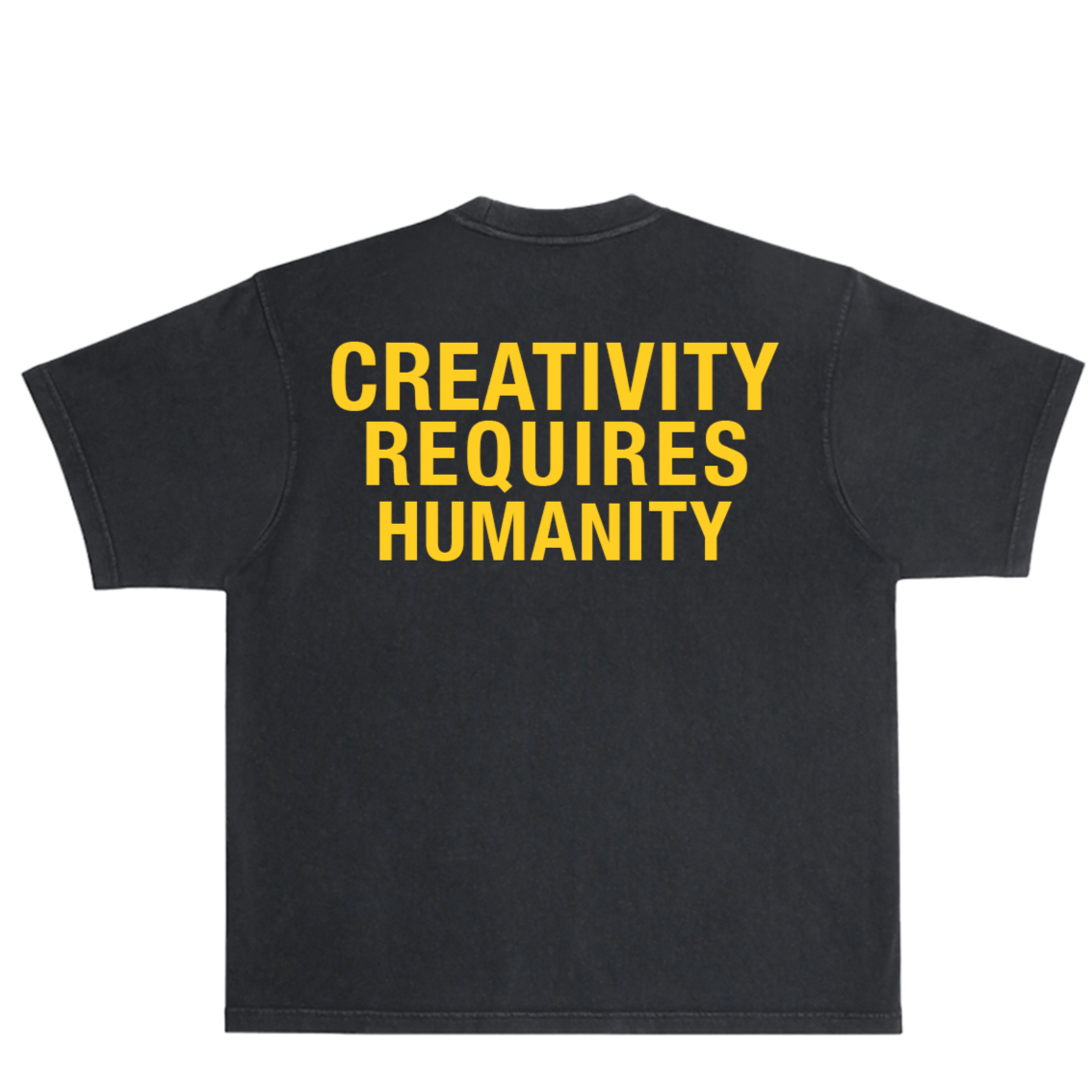 "CREATIVITY REQUIRES HUMANITY" T-Shirt (Black + Yellow)