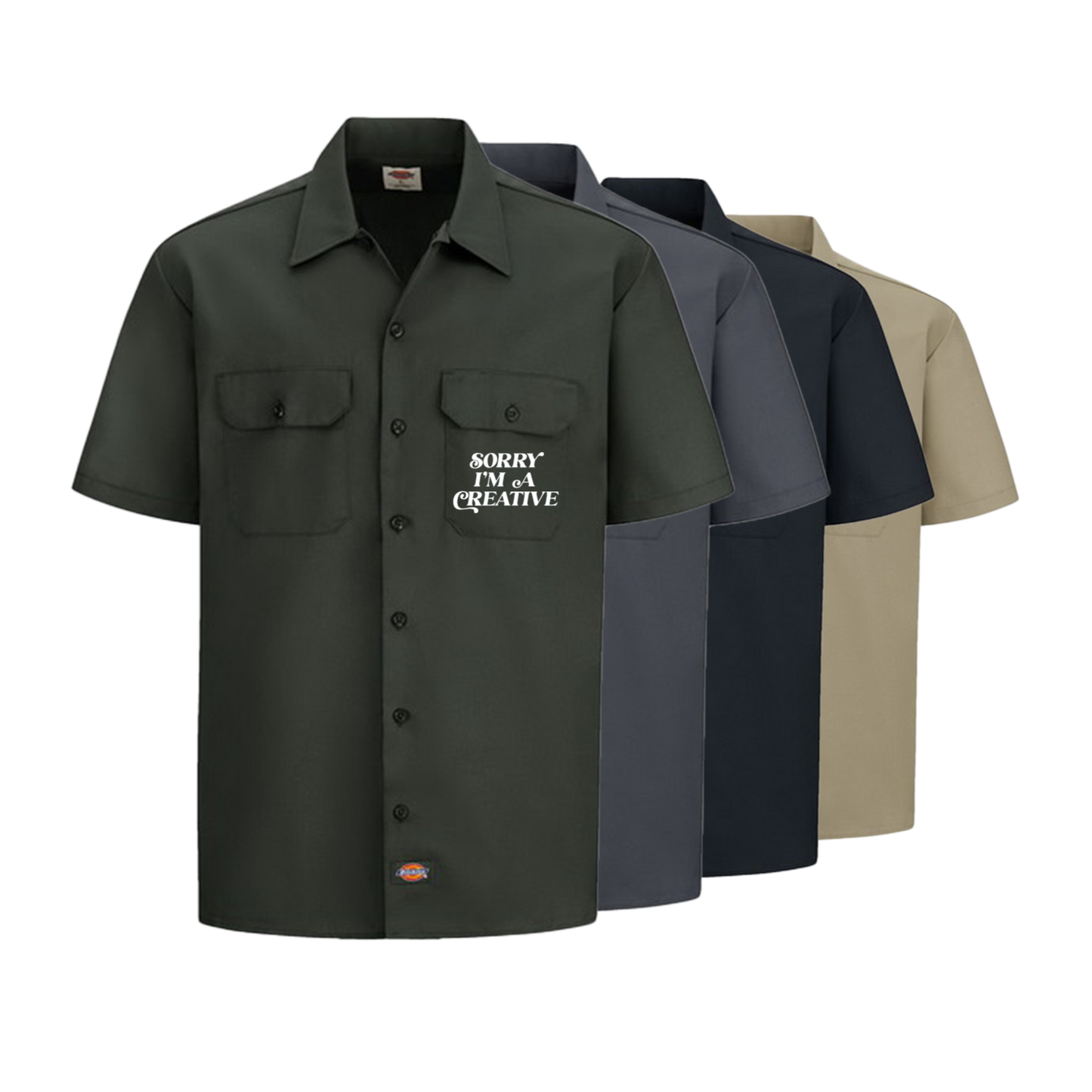 "Sorry I'm A Creative" Dickies Shirt - PUFF PRINT (BLACK)