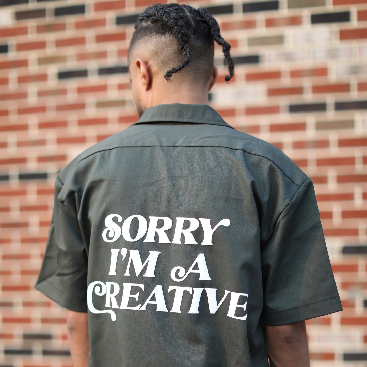 "Sorry I'm A Creative" Dickies Shirt - PUFF PRINT (GREEN)