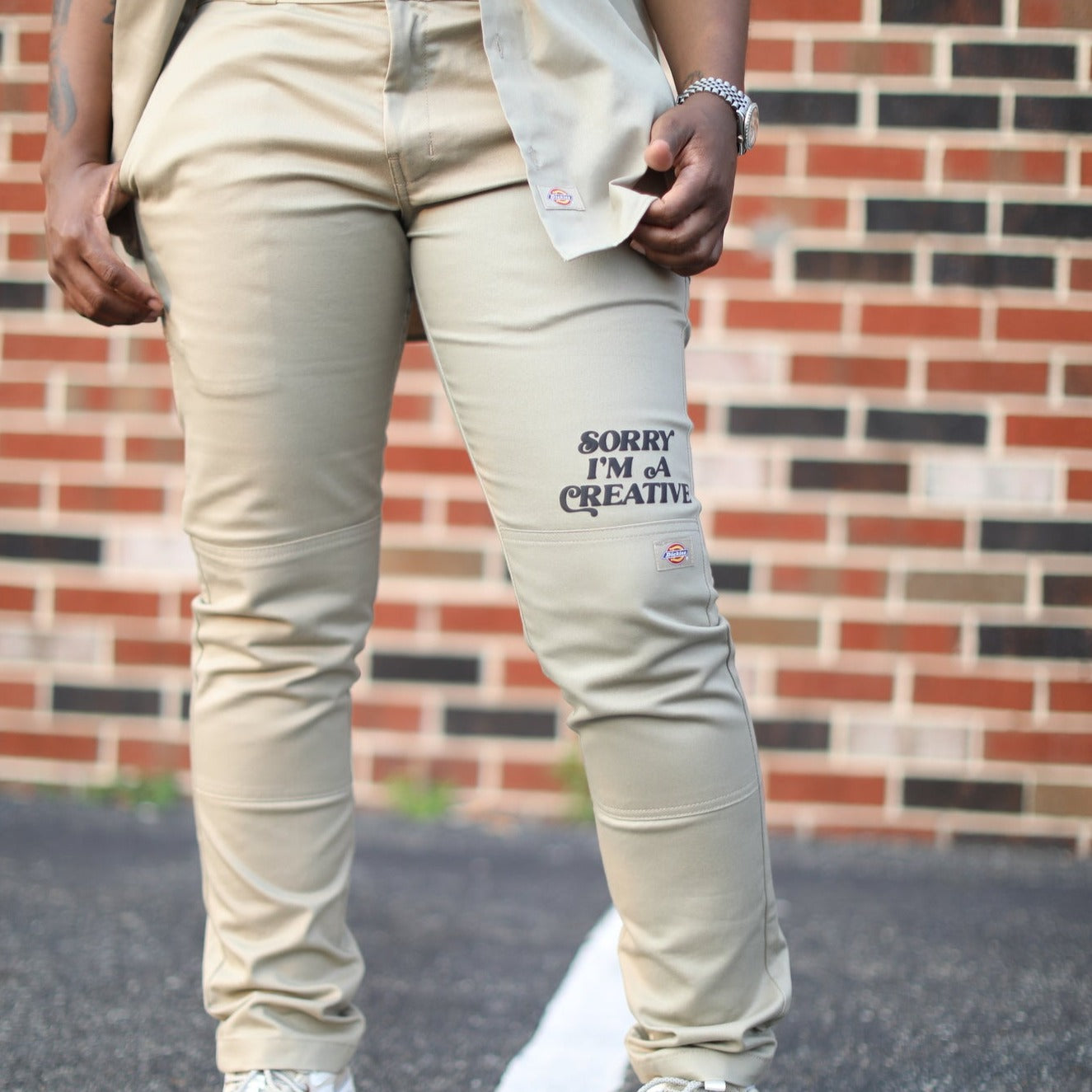 Sorry I'm A Creative - Dickies Pants (Khaki + Black)