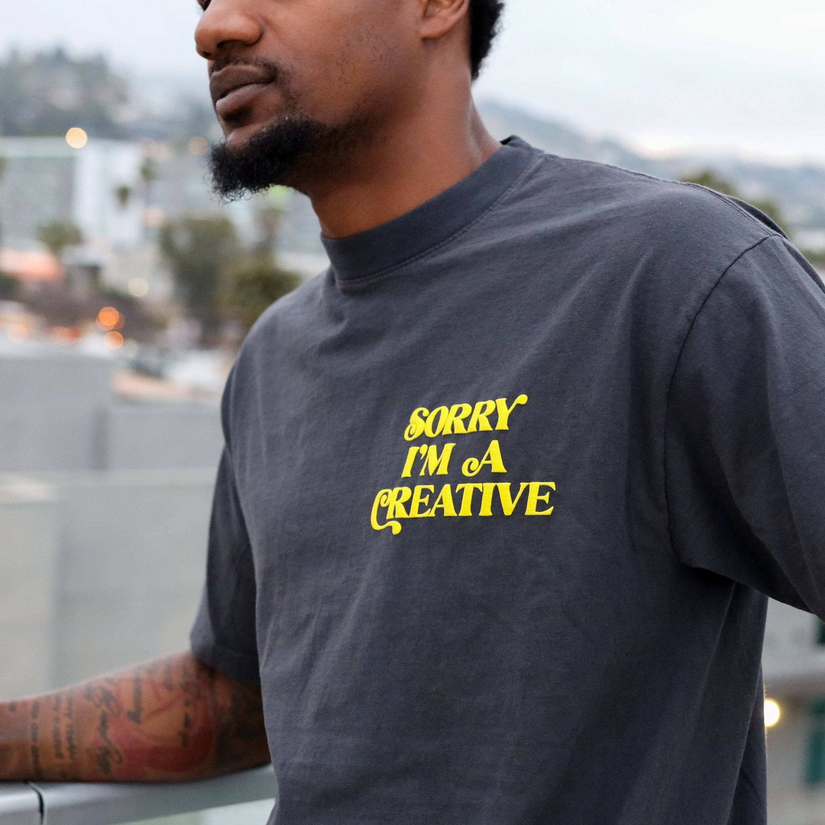 Sorry I'm A Creative - T-Shirt (Black + Yellow)