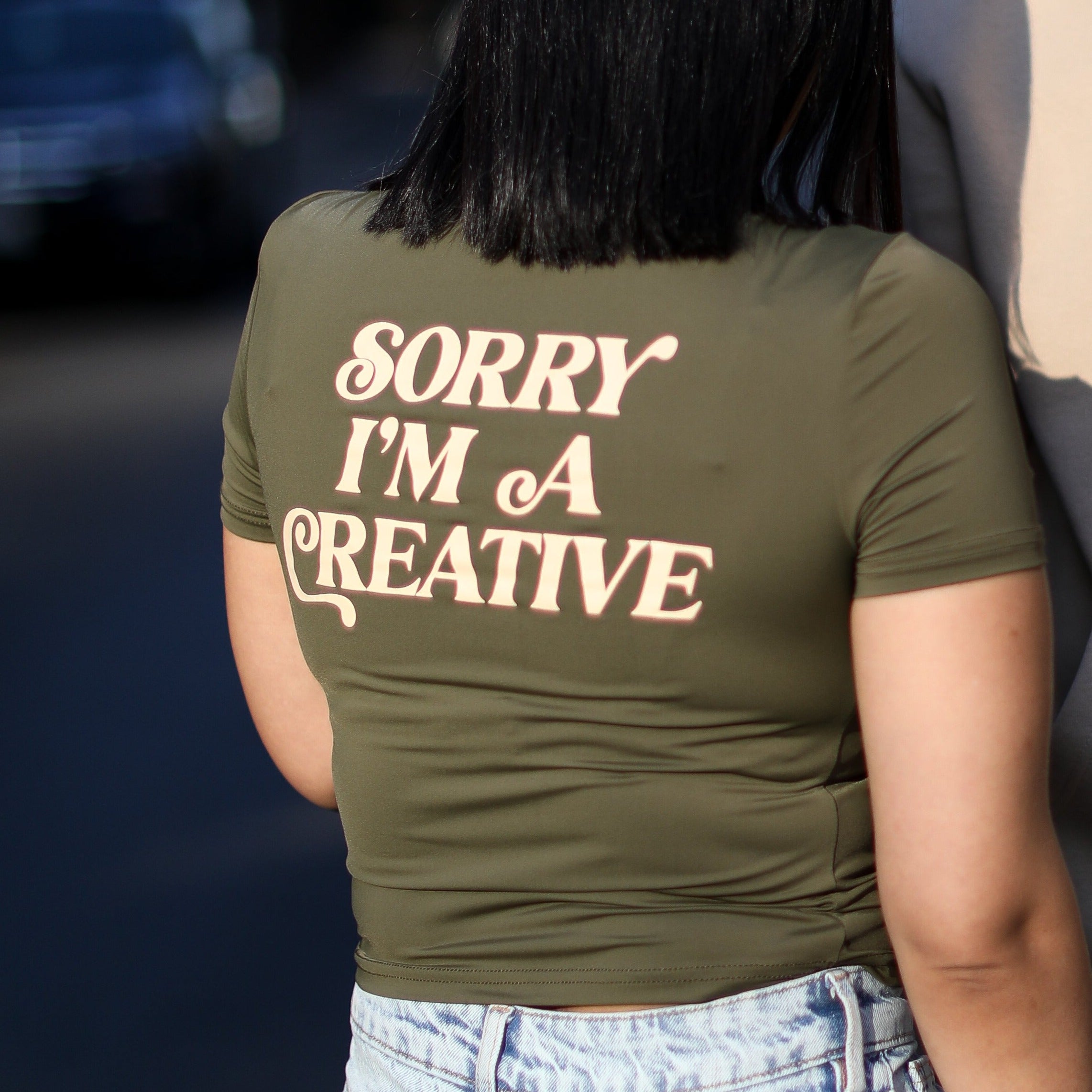 Sorry Im A Creative - Bae Tee (Green + Cream)