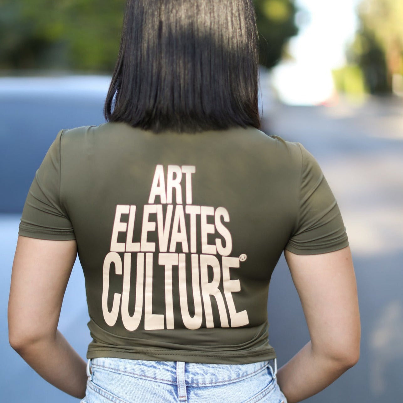 Art Elevates Culture - Baby Tee (Green + Cream)