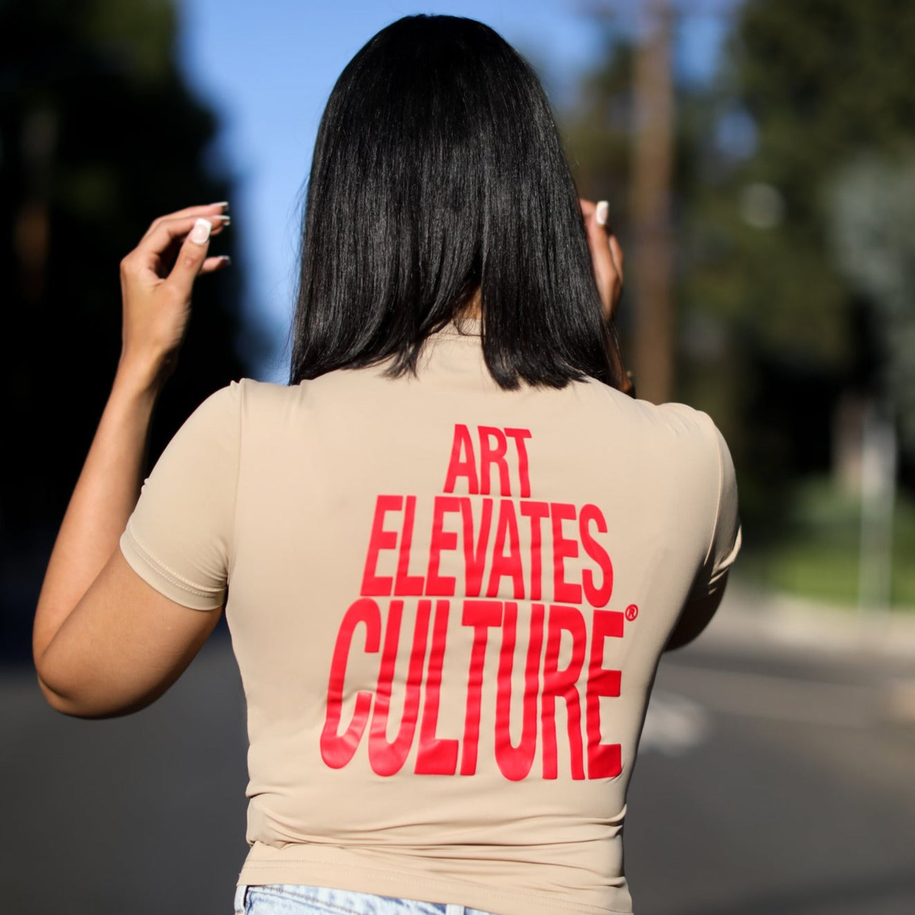 Arts Elevates Culture - Bae Tee (Khaki + Red)