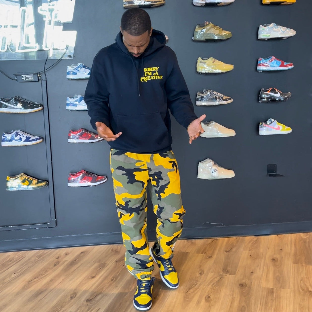 Sorry I'm A Creative - Hoodie (Navy + Yellow)