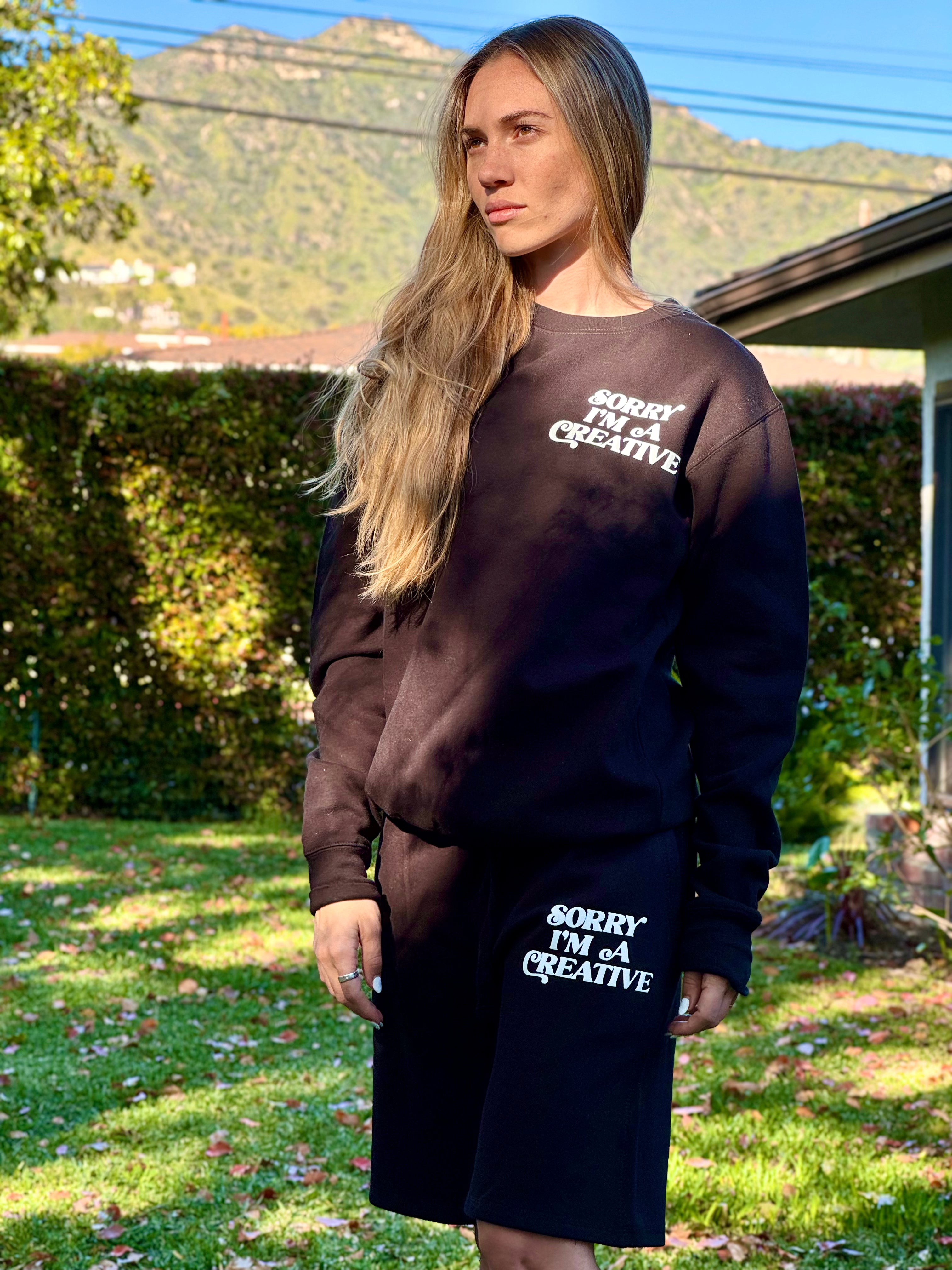 Sorry I'm A Creative - Crewneck Sweater (Black + White)