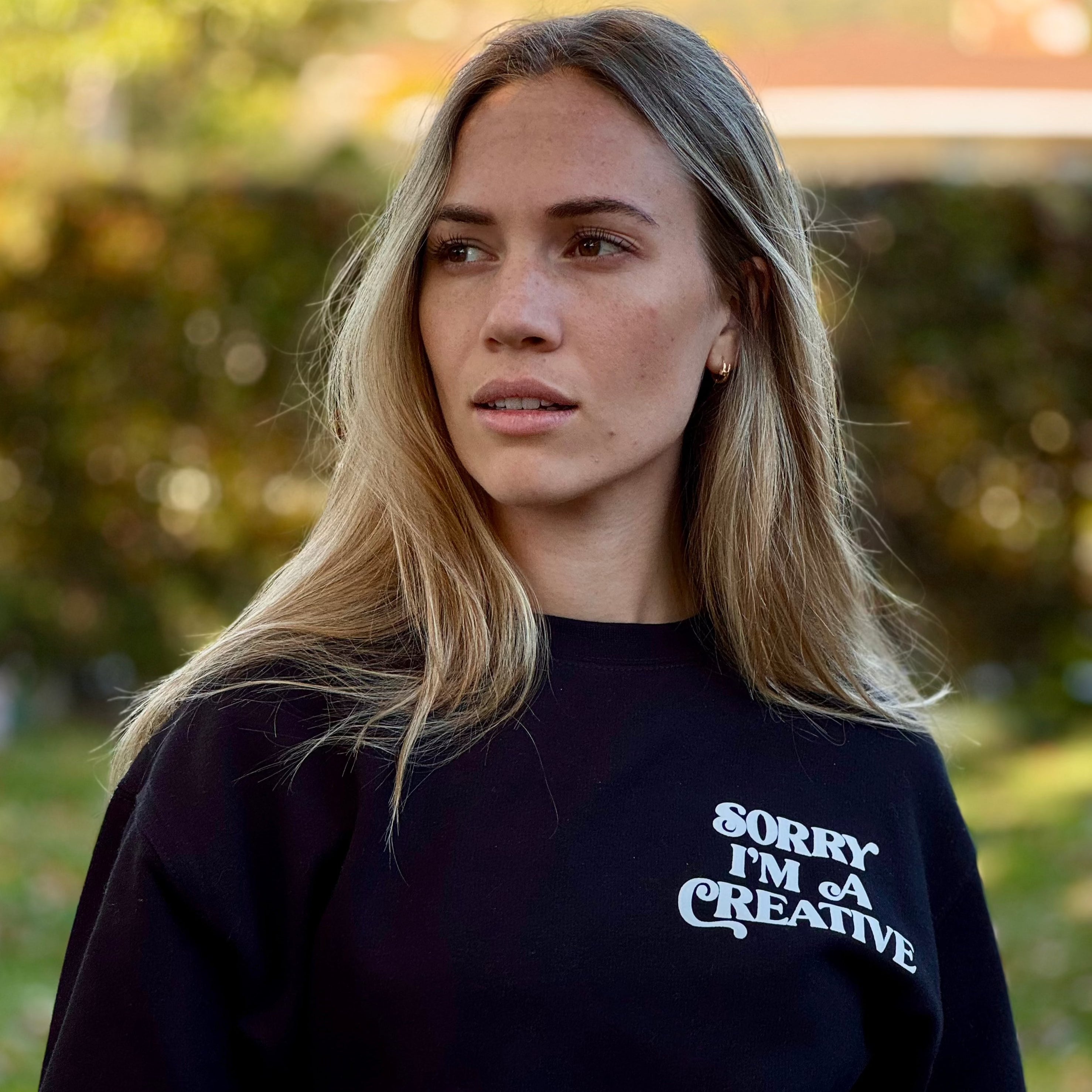 Sorry I'm A Creative - Crewneck Sweater (Black + White)