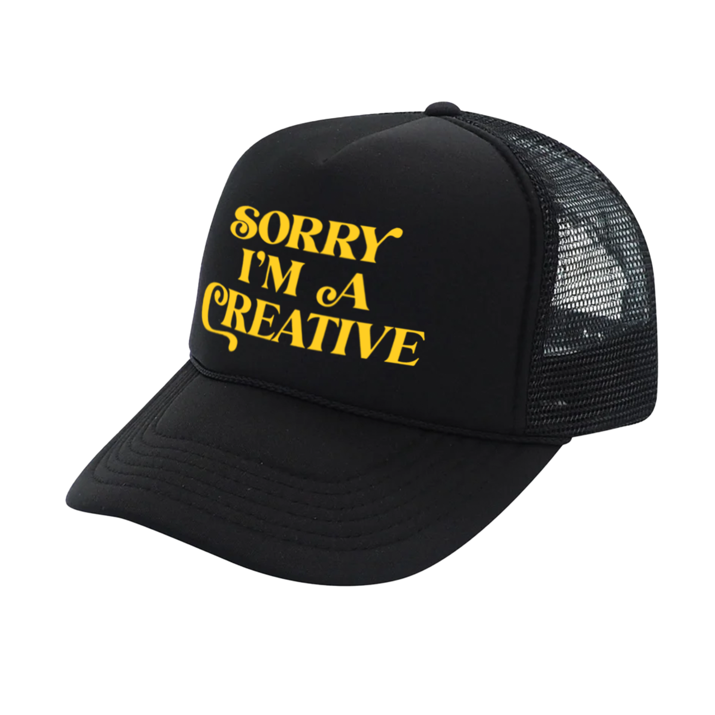 Sorry I'm A Creative - Trucker Hat (Black + Yellow)