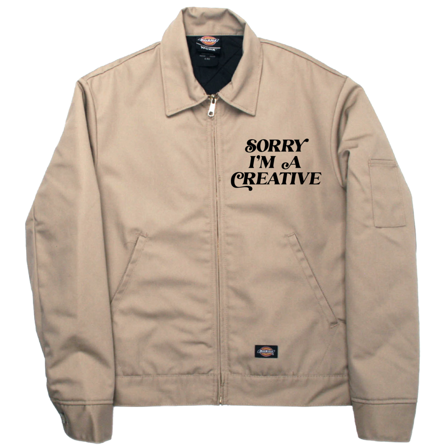 Sorry I'm A Creative - Dickies Jacket (Khaki + Black)