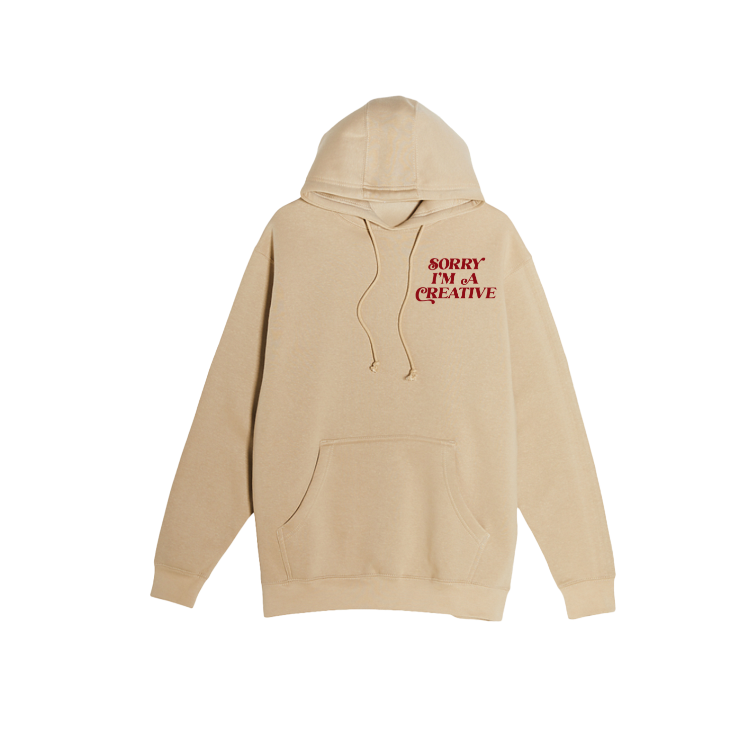 Sorry I'm A Creative - Hoodie (Khaki + Red)
