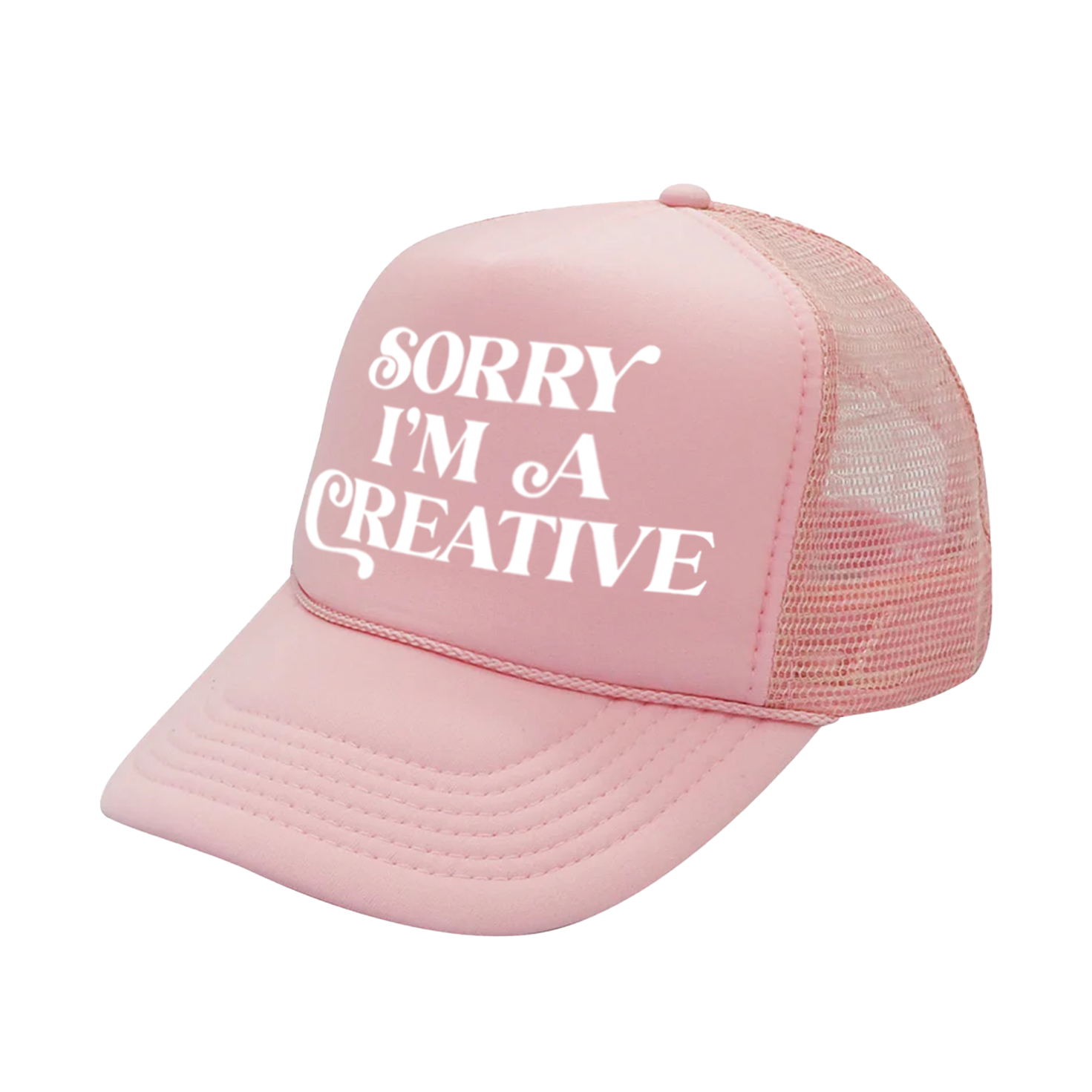 Sorry I'm A Creative - Trucker Hat (Pink + White)