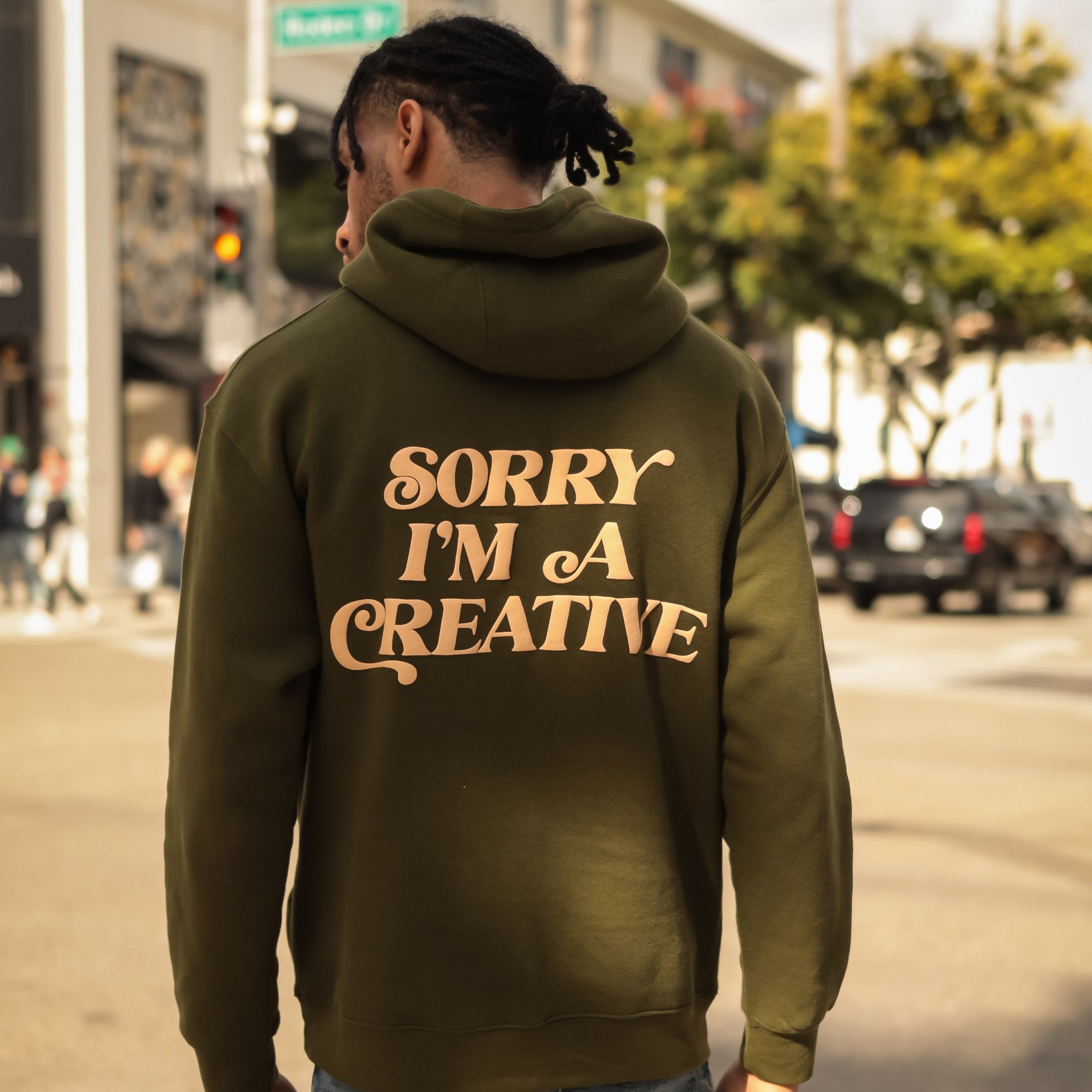 Sorry I'm A Creative - Hoodie (Green + Cream)