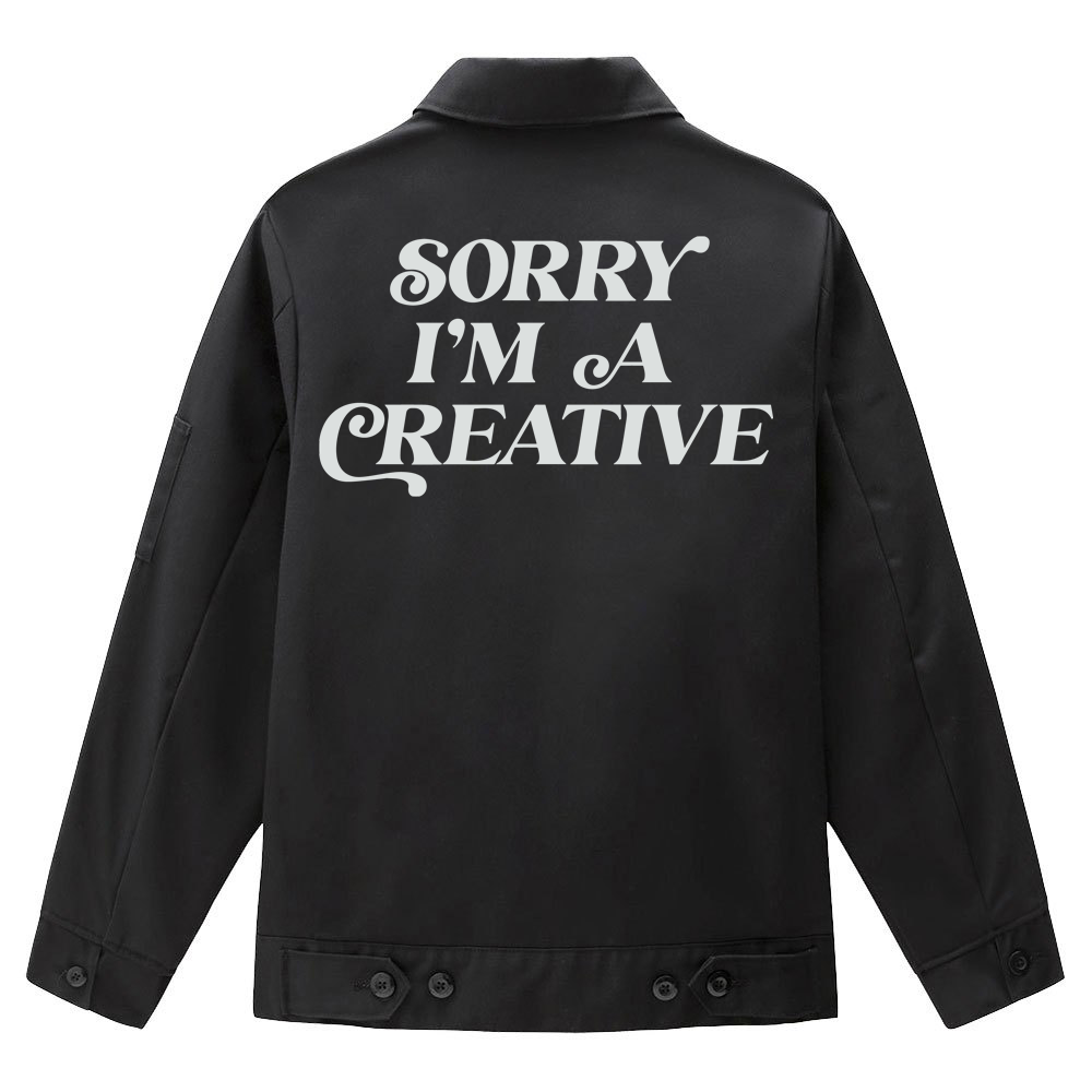"Sorry I'm A Creative" Puff Print Jacket (BLACK) - For The Crew Clothing Outerwear