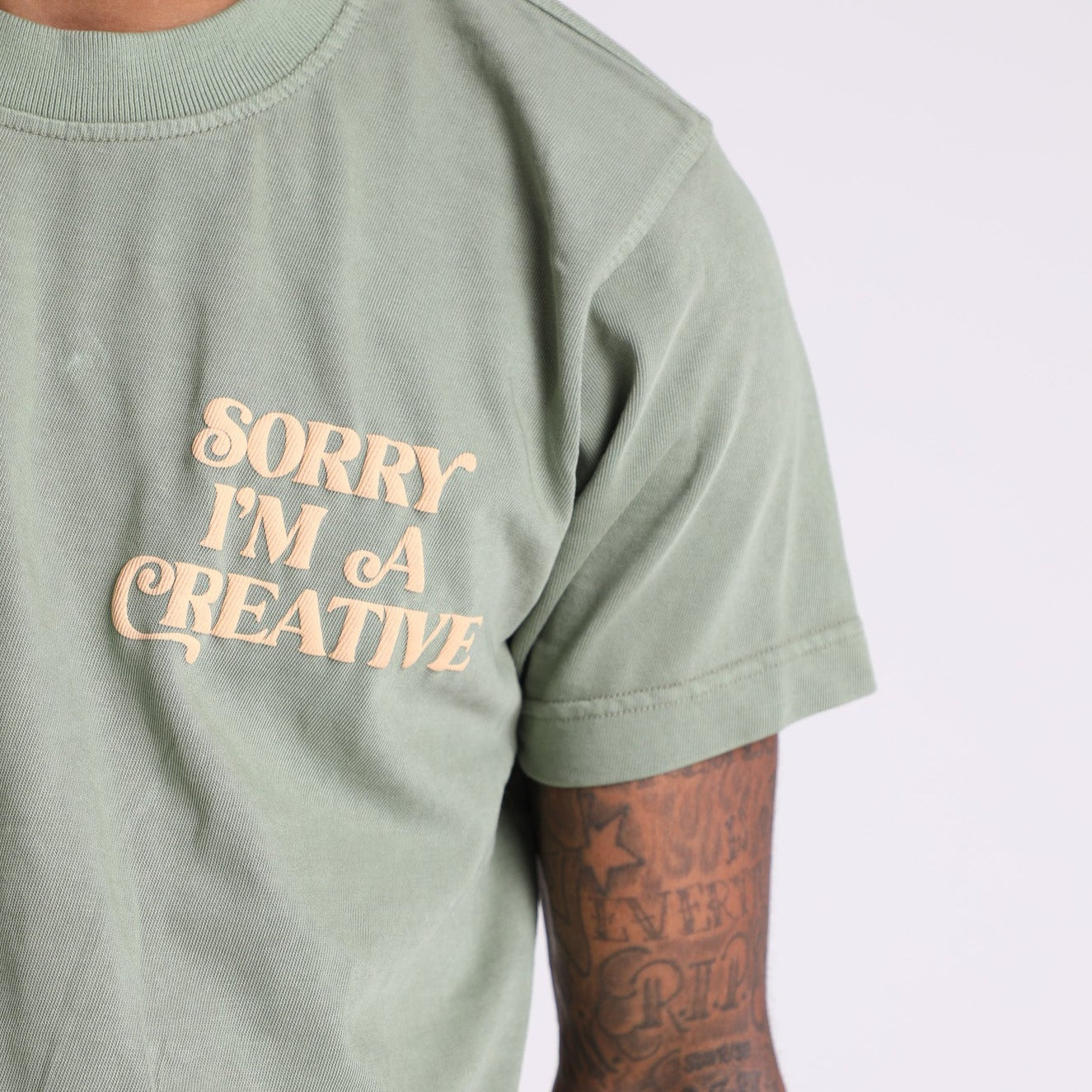 Sorry I'm A Creative - T-Shirt (Green + Cream)