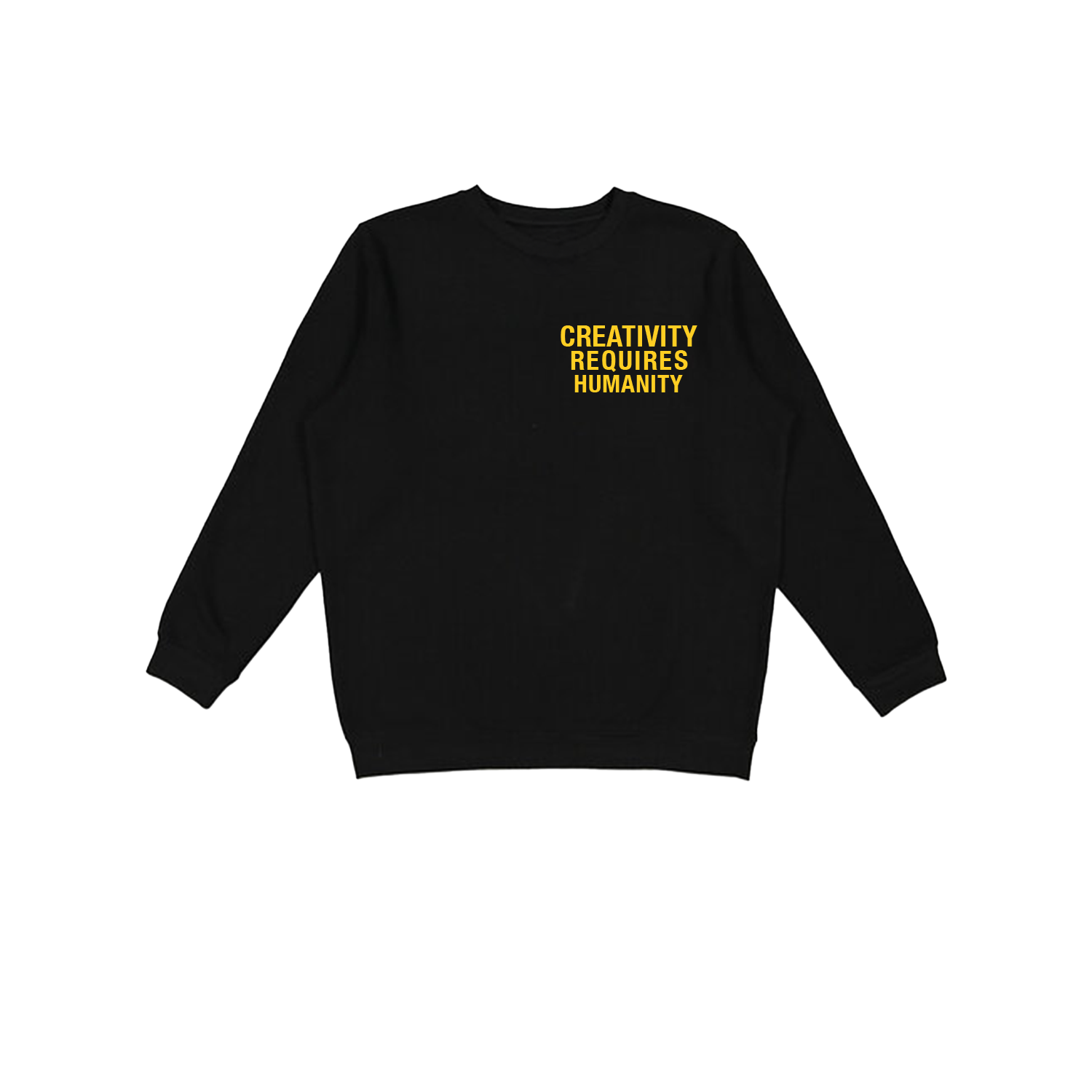 Creativity Requires Humanity - Crewneck Sweater (Black + Yellow)