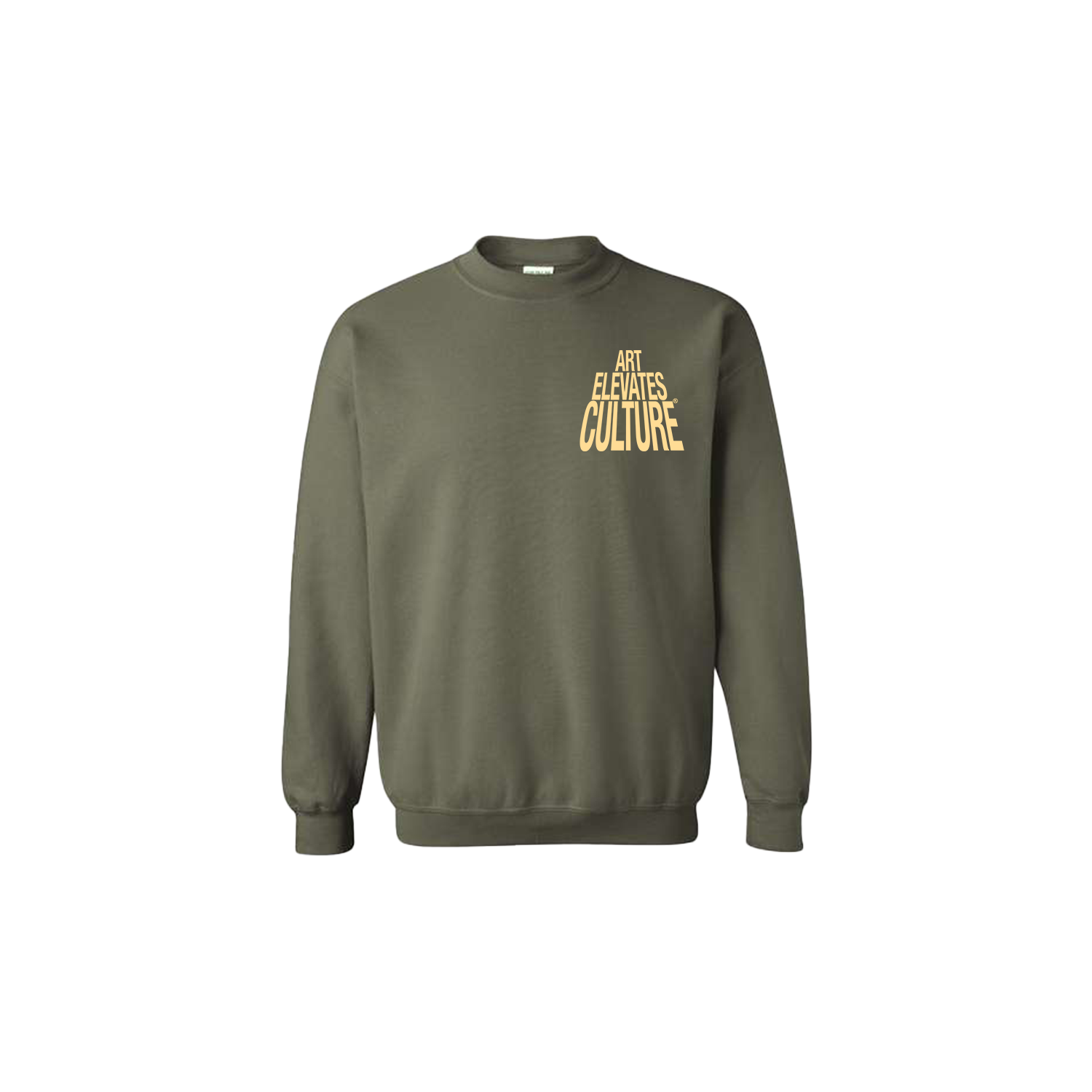 Art Elevates Culture - Crewneck Sweater (Green + Cream)