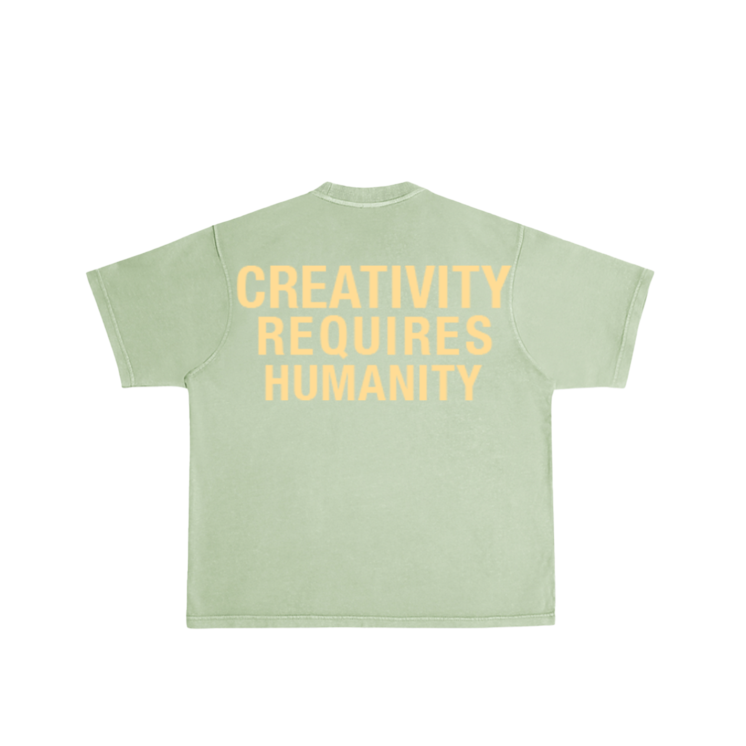 CREATIVITY REQUIRES HUMANITY T-Shirt (Green + Cream)