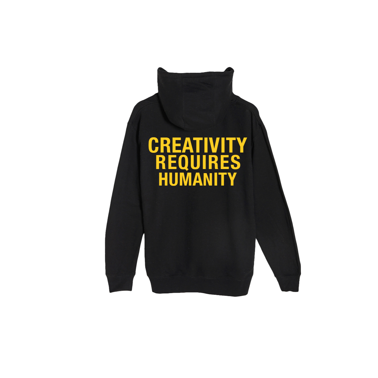 Creativity Requires Humanity - Hoodie (Black + Yellow)