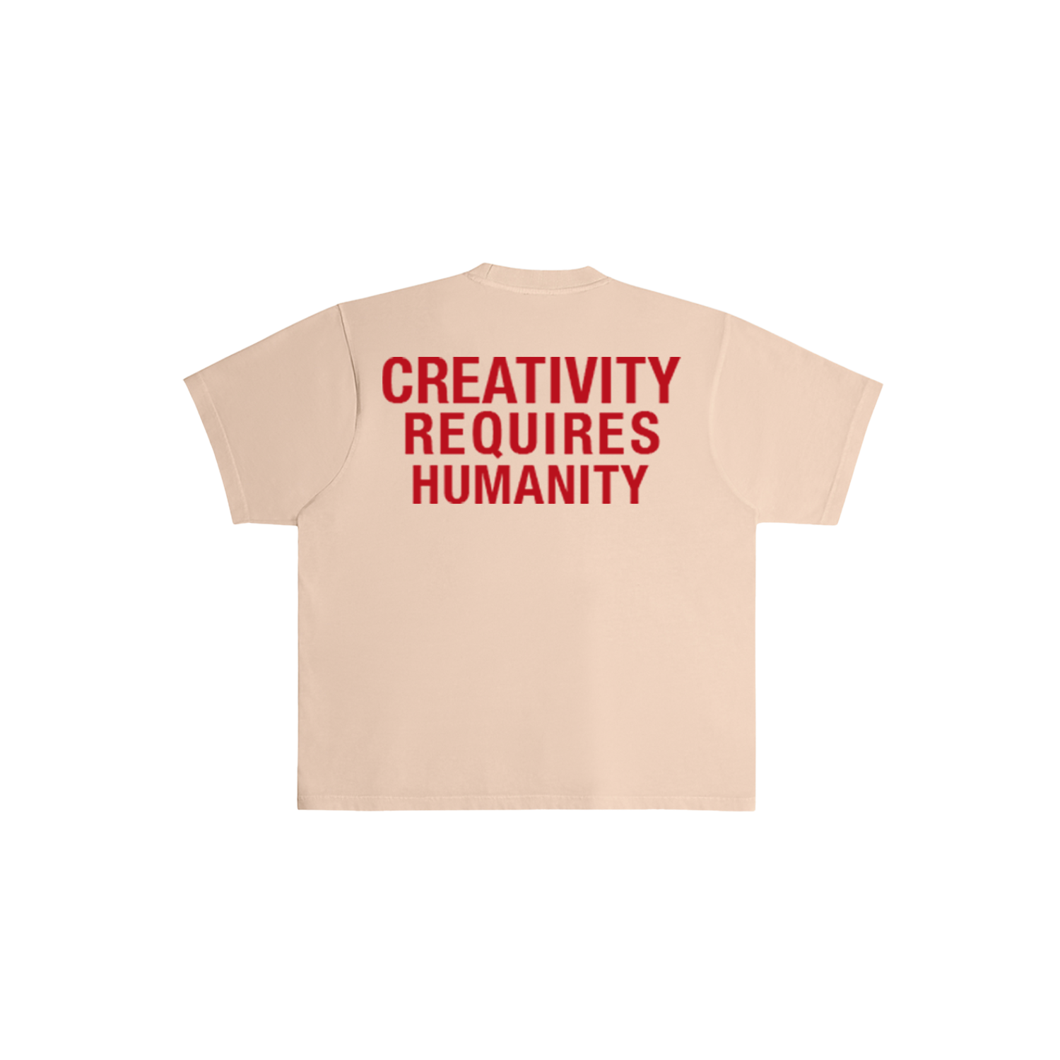 CREATIVITY REQUIRES HUMANITY T-Shirt (Khaki + Red)