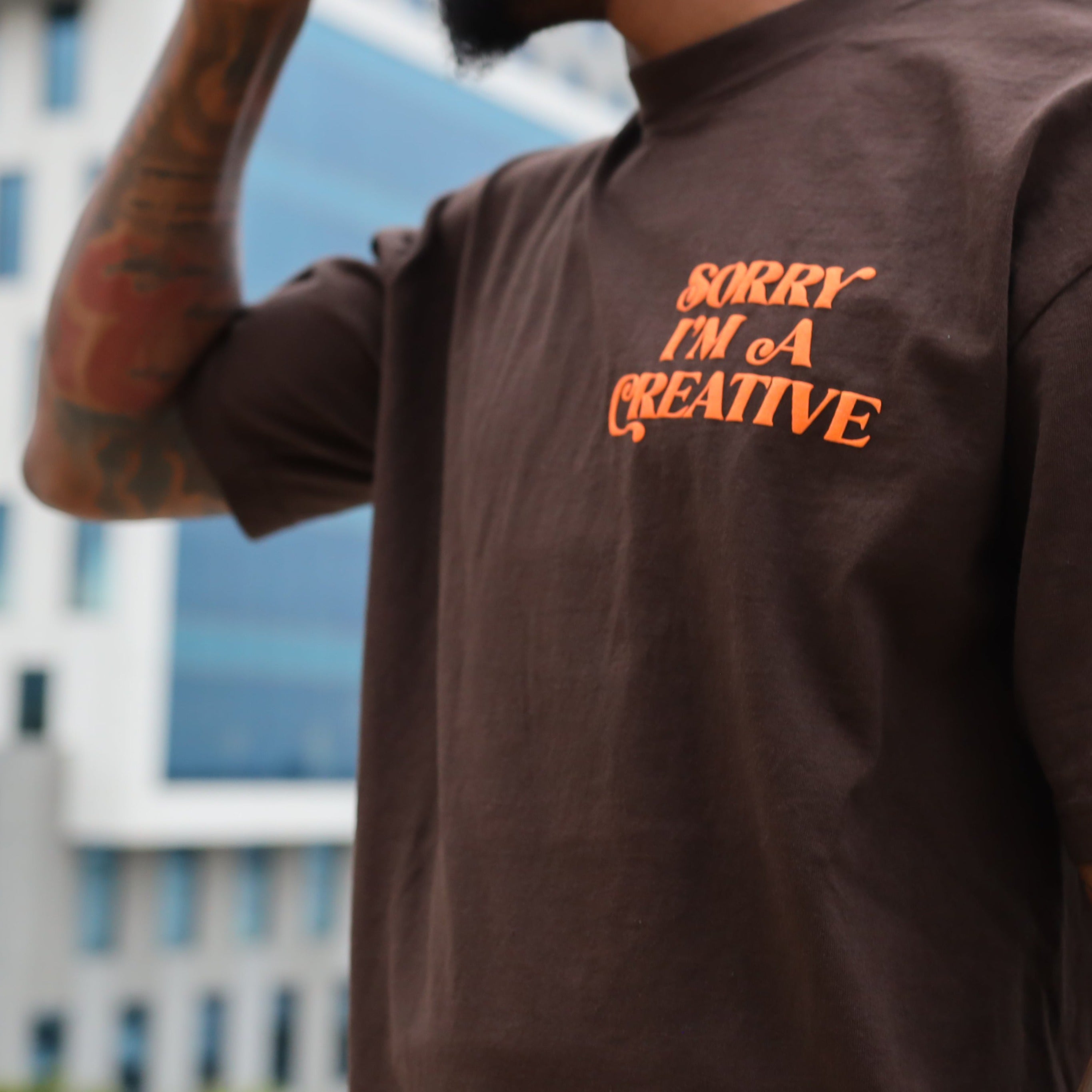 Sorry I'm A Creative - T-Shirt (Brown + Orange)