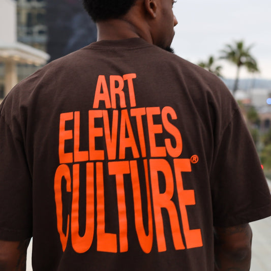 "Art Elevates Culture" TEE - PUFF PRINT (BROWN)