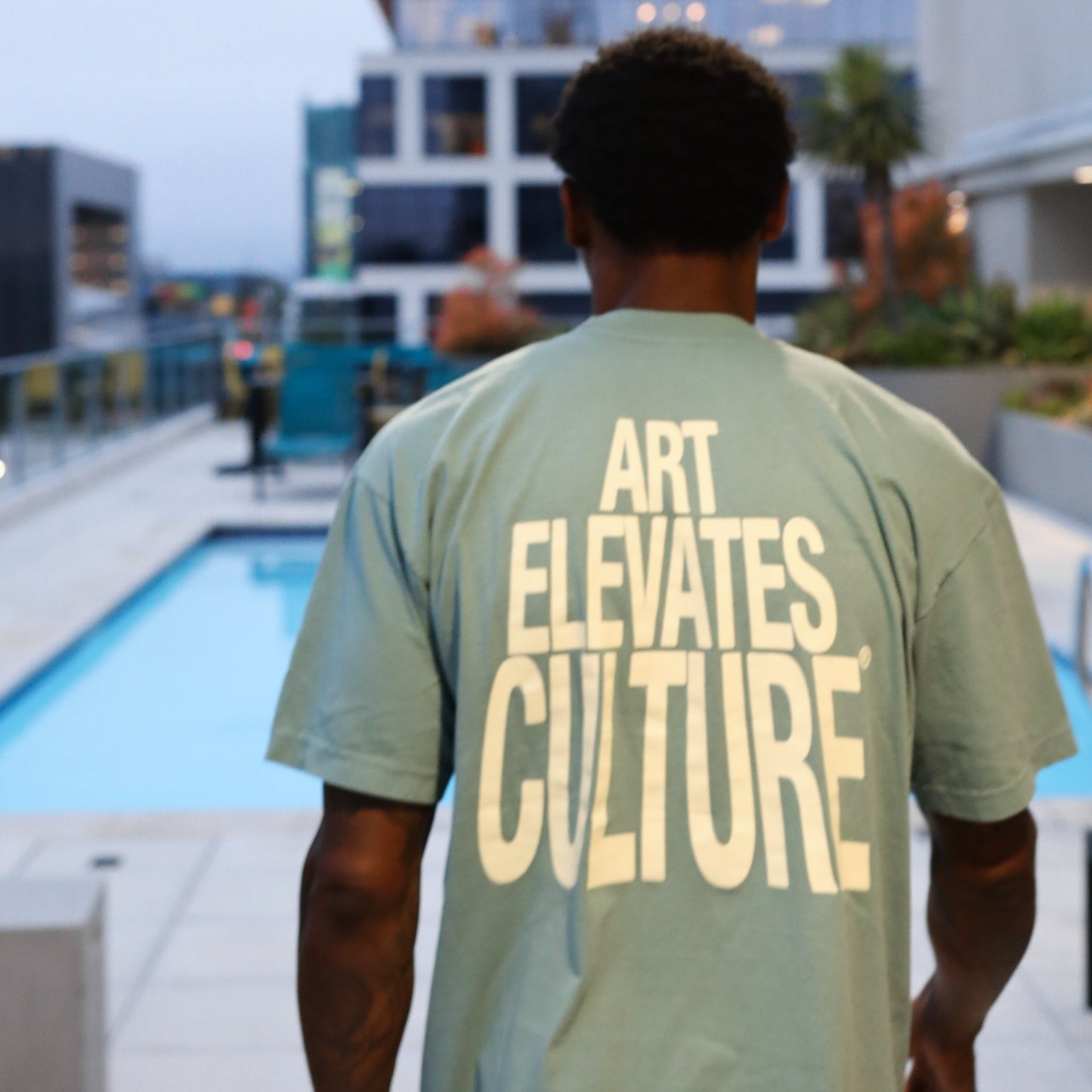 "Art Elevates Culture" TEE - PUFF PRINT (SAGE)