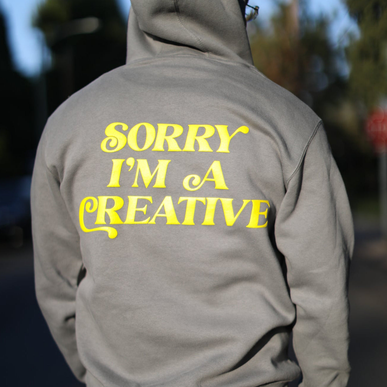 "Sorry I'm A Creative" Puff Print Hoodie (GRAY)