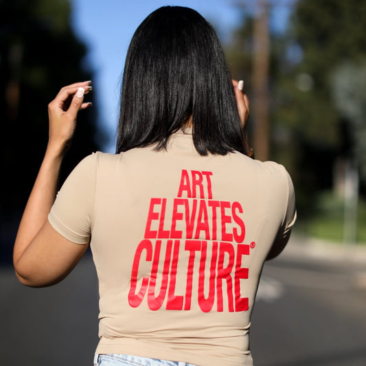 "Arts Elevates Culture" BABY TEE (KHAKI)