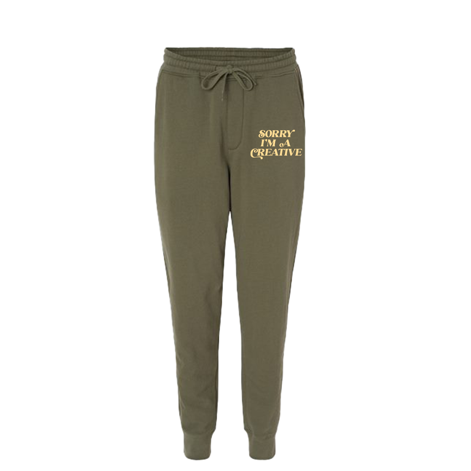 Sorry I'm A Creative - Joggers (Green + Cream)