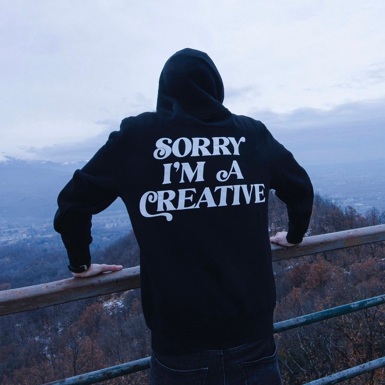 Sorry I'm A Creative - Hoodie (Black + White)