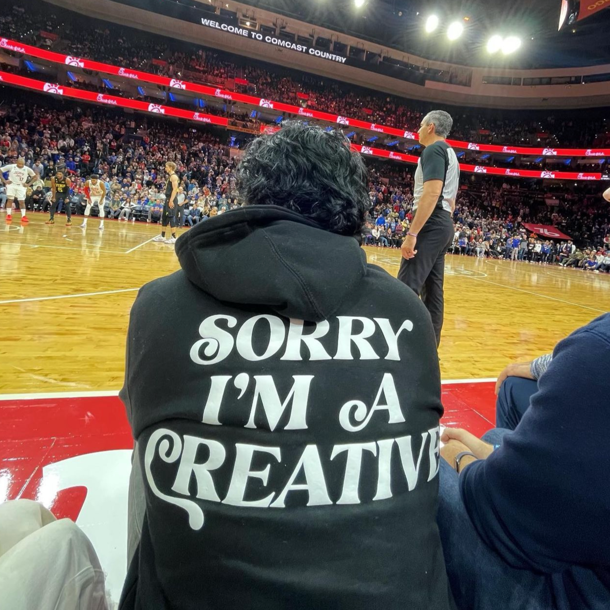 Sorry I'm A Creative - Hoodie (Black + White)