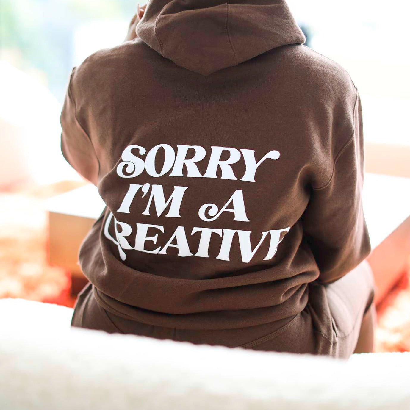 Sorry I'm A Creative - Hoodie (Brown + White)