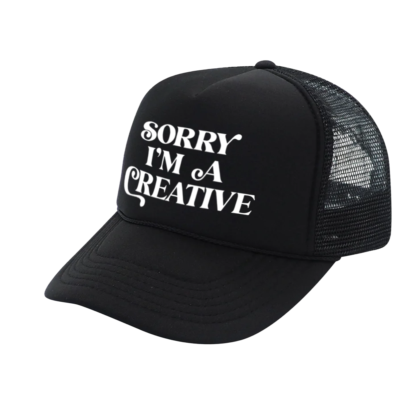 Sorry I'm A Creative - Trucker Hat (Black + White)