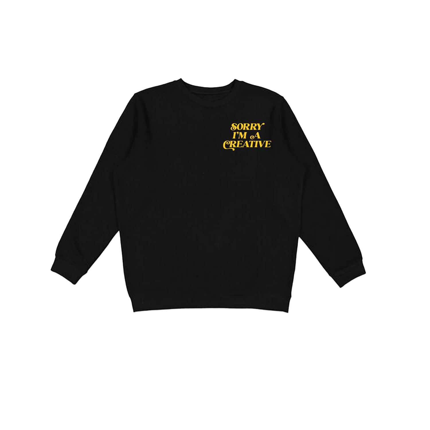 Sorry I'm A Creative - Crewneck Sweater (Black + Yellow)