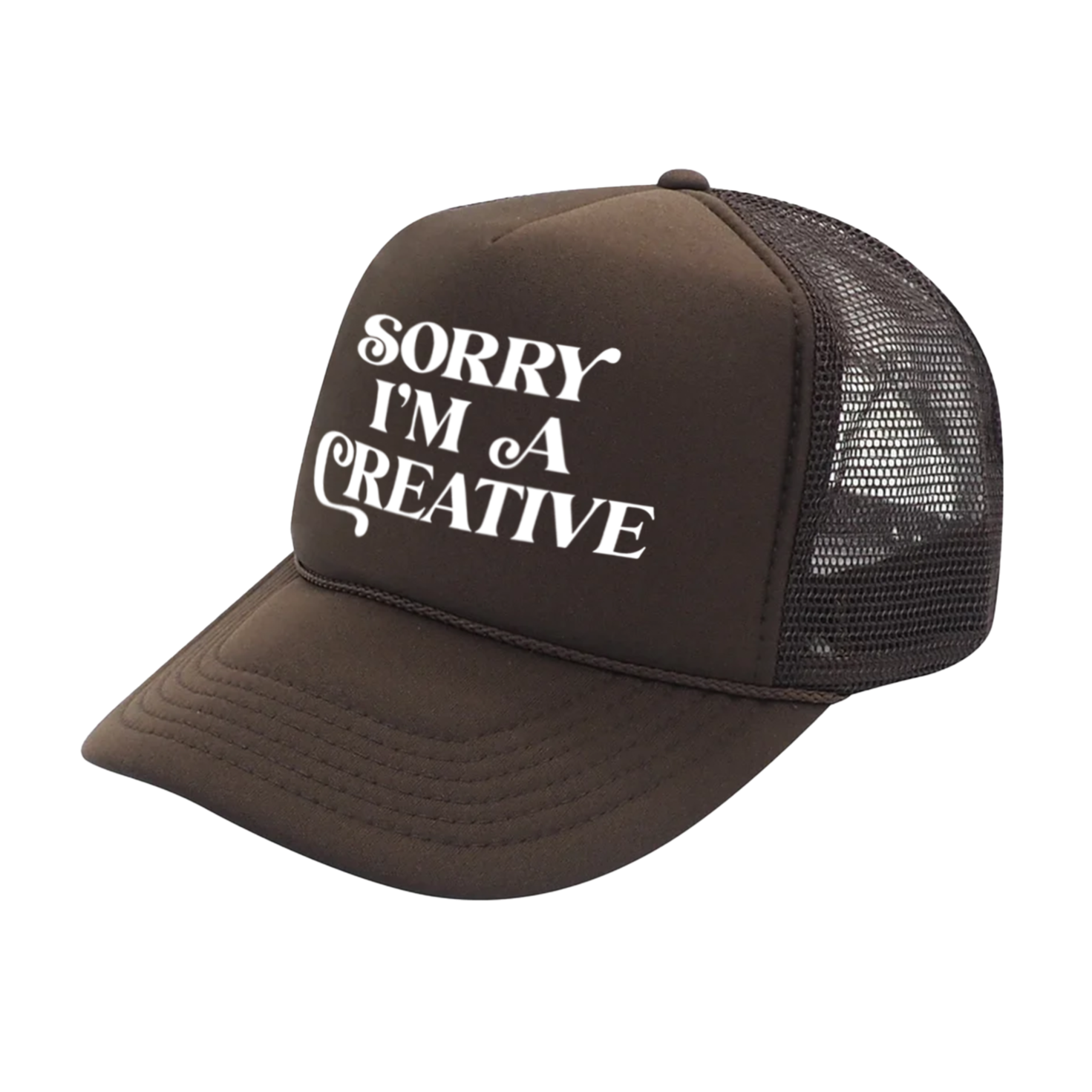 Sorry I'm A Creative - Trucker Hat (Brown + White)