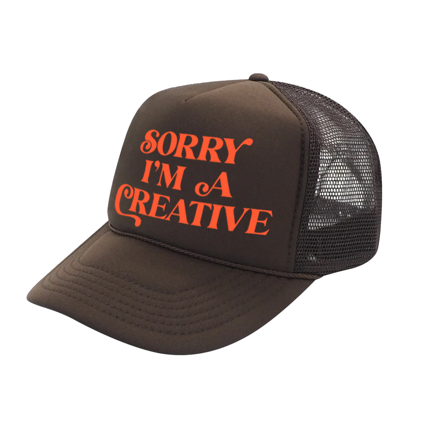 Sorry I'm A Creative - Trucker Hat (Brown + Orange)