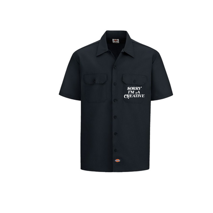 "Sorry I'm A Creative" Dickies Shirt - PUFF PRINT (BLACK)
