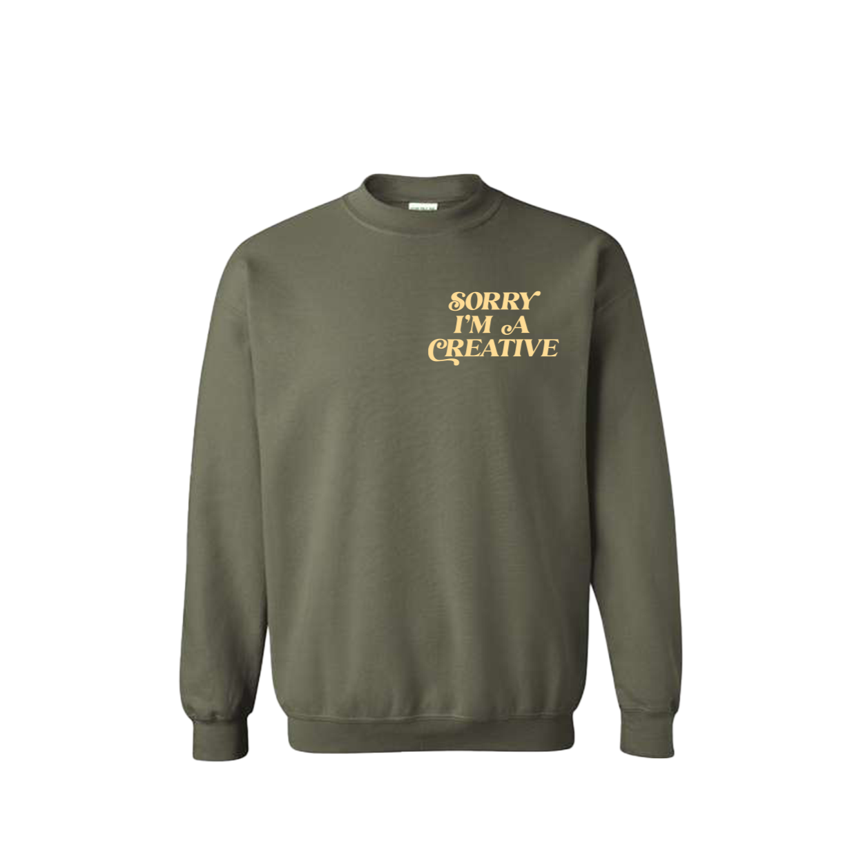 Sorry I'm A Creative - Crewneck Sweater (Green + Cream)