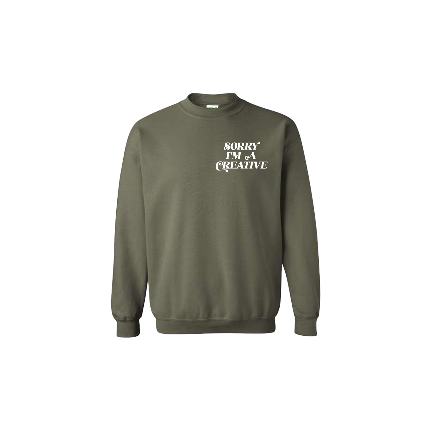 Sorry I'm A Creative - Crewneck Sweater (Green + White)