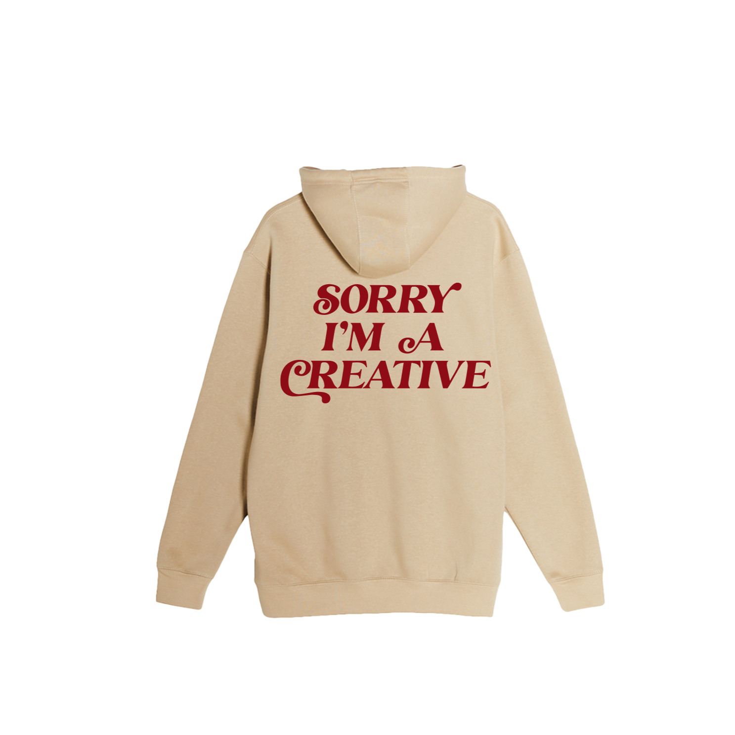 Sorry I'm A Creative - Hoodie (Khaki + Red)