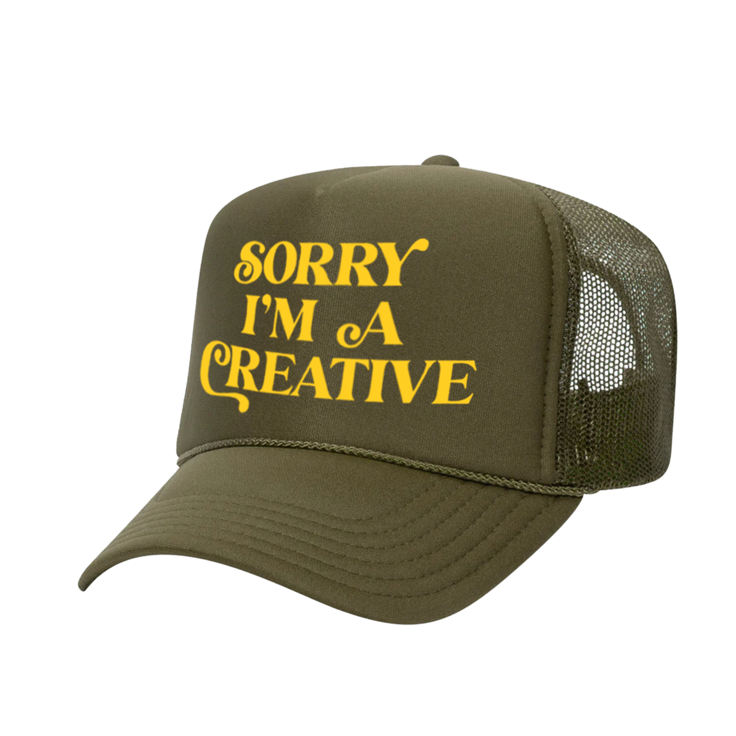 Sorry I'm A Creative - Trucker Hat (Green + Cream)